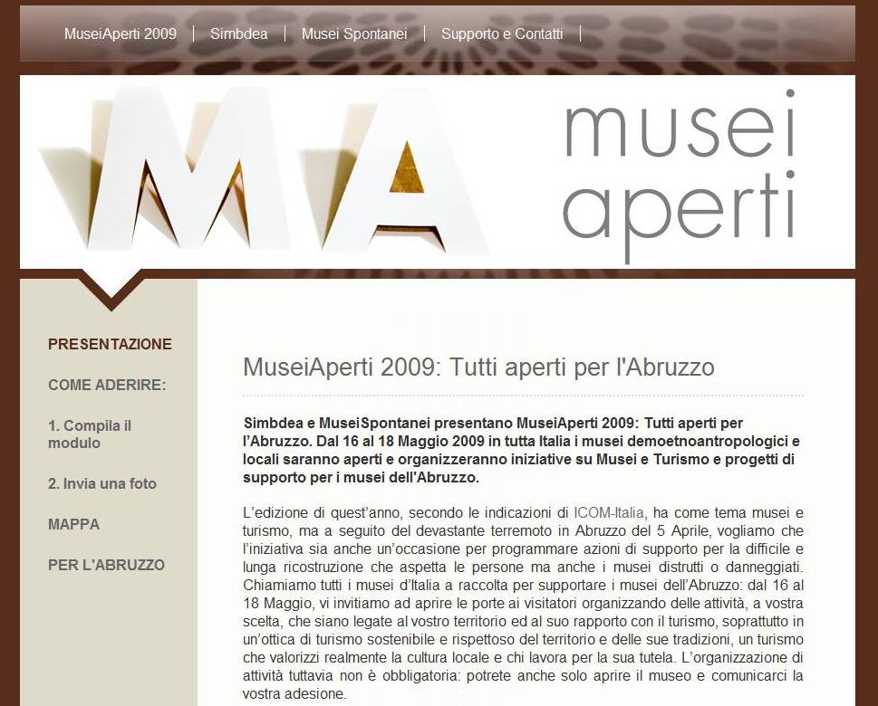 Sito MuseiAperti 2009